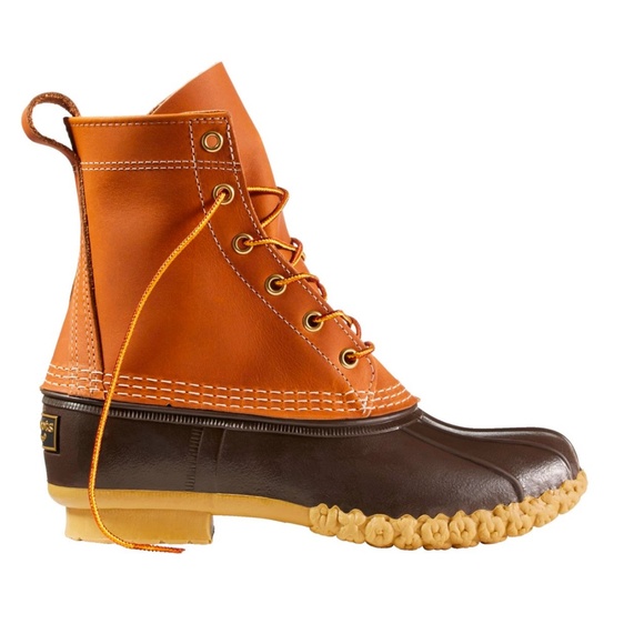 L.L .Bean 8" Lace-up Leather Rubber Bean Boots 8M NEW - Picture 1 of 8